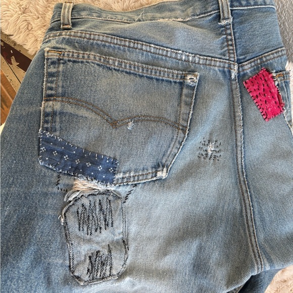 Wabi Sabi /kentsugi Repaired vintage Levi’s 501 Denim Jeans 36x32 USA 80’s - Picture 3 of 15